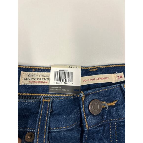 Levi’s NWT 70s High Straight Dark Wash Jeans Women’s Size 24 - Picture 5 of 8